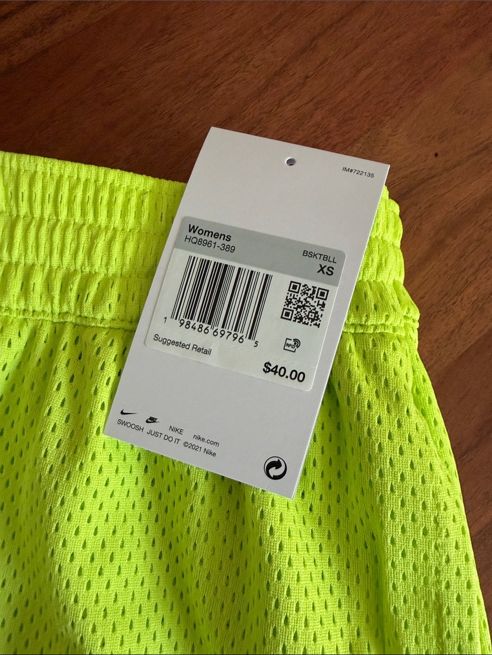 NWT Nike Neon Yellow Mesh Athletic Shorts - Picture 3 of 5